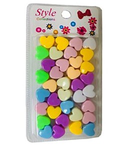 Style Collection Heart Shape Hair Beads BD003 Light Multi