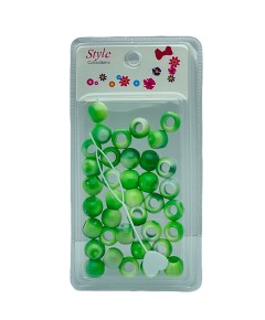 Style Collection Hair Beads White And Green BD009D