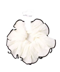 Black And Cream Contrast Edge Scrunchie