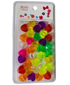 Style Collection Heart Shape Hair Beads BD003 Crystal Multi